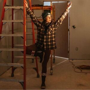 Furst of A Kind Upcycled Oversized Plaid Lace Up Button Front Flannel Shirt
